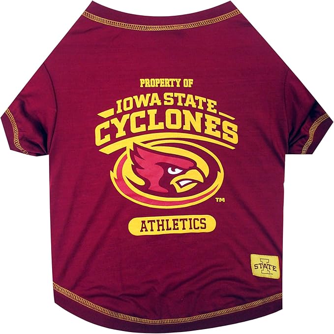 Pets First Collegiate IOWA STATE CYCLONES Dog T-Shirt, X-Small. - Licensed Shirt for Pets Team Colored with Team Logos.- Premium Stretchable Materials for the Comfrot of your Dog & Cat.
