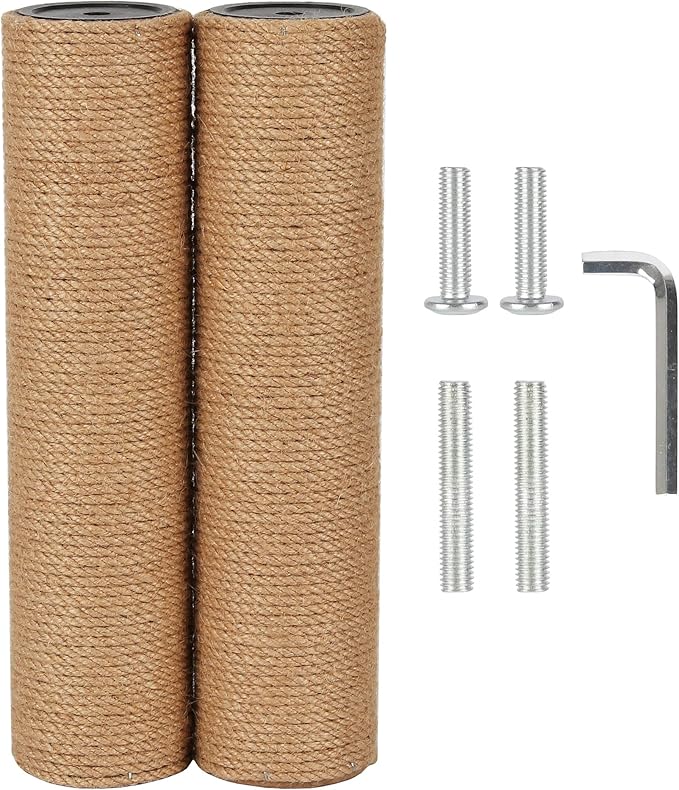 7.4cm 2.91in Diameter Cat Tree Scratching Post Replacement Jute Pole Parts for Cat Tower (11.81in/30cm, M10*2poles)