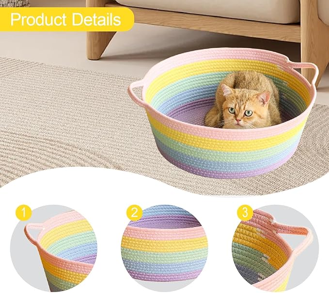 Hand Woven Cat Bed Portable Pet Scratcher Sleeping House Furniture Protection for Indoor Cats Puppy Rest Summer- S