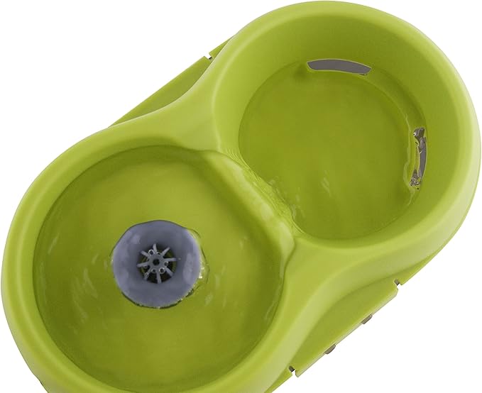 Cat H2O Filtered Cat Water Fountain 67 fl. oz/2.1 Quart with Filter & Dental Care Tablet, Lime Green/Translucent Black