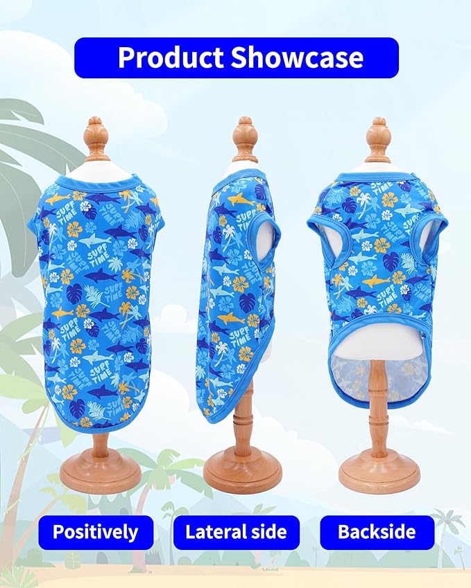 PET SHOW 4 Pack Dog Hawaiian Shirts for Small Medium Dogs UPF 50+ UV Sun Protection Summer Cool Clothes Tank Top Floral Puppy Cats T-Shirts Pet Holiday Party Sleeveless Vest Boy Girl(Medium)