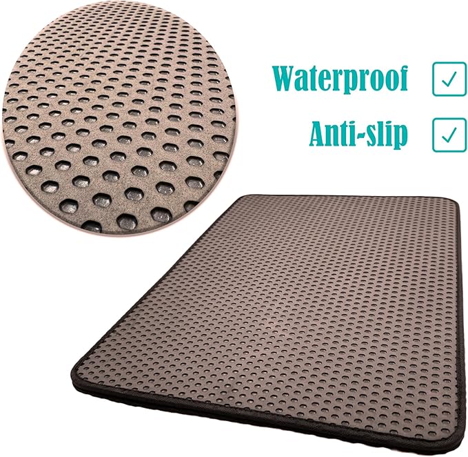 HTTMT- (23x17 inch) Pet Supplies Cats Litter & Housebreaking 58X43 Brown Cat litter Mat Double Layer Pad Trapper Folding Pad EVA Foam Rubber