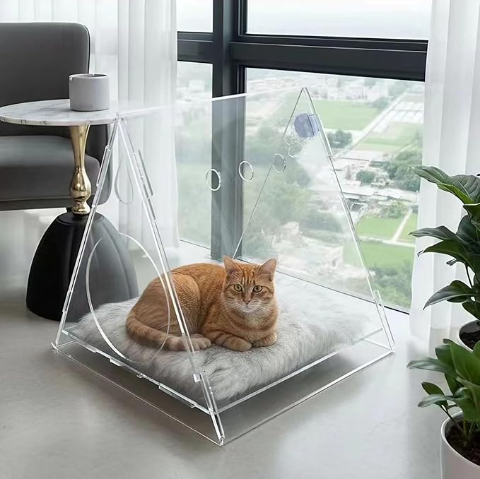 Cat Bed Cozy Triangle Acrylic Cat Houses for Indoor Cats Pet House for Indoor Cats & Small Dogs - Easy Assembly, Waterproof, Washable, Perfect for Small and Medium Pets