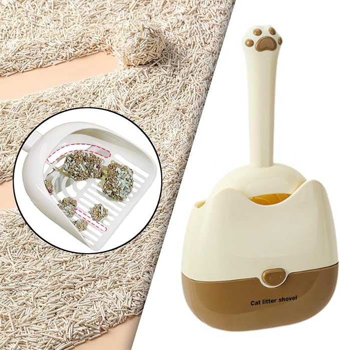 Cat Litter Scooper with Holder Modern Convenient Comfortable Wide Basket Sifter for Living Room Litter Box- Yellow