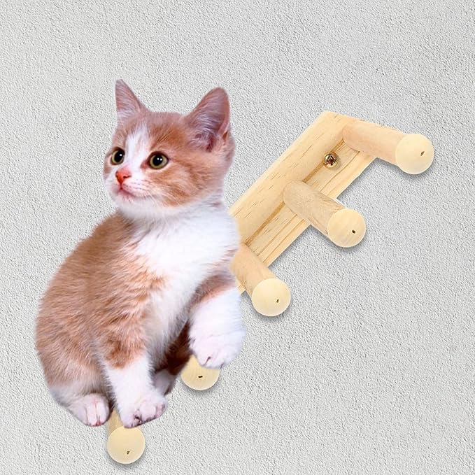 Cat Wall Steps Cat Scratch Wall Mount Shelf Cute Furniture Shelves Elevated Bed Climbing Ladder Steps Indoor Ladder Pet Plaything Wooden Log Tree