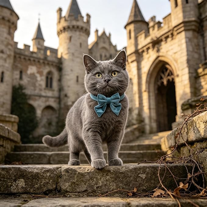 2 Pack Velvet Cat Collar with Bow Tie & Bell – Soft Adjustable Kitten Collar with Breakaway Safety Buckle, Cute Bowknot Collars for Cats & Puppies