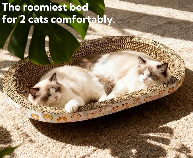 3 Pack Large Cat Scratcher Cardboard, Oval Cat Scratcher Bed Cat Scratch Pad Board Lounge Couch for Indoor Cats Bowl Shaped Cat Scratching Post Nest for Cats Grinding Claw Furniture Protector