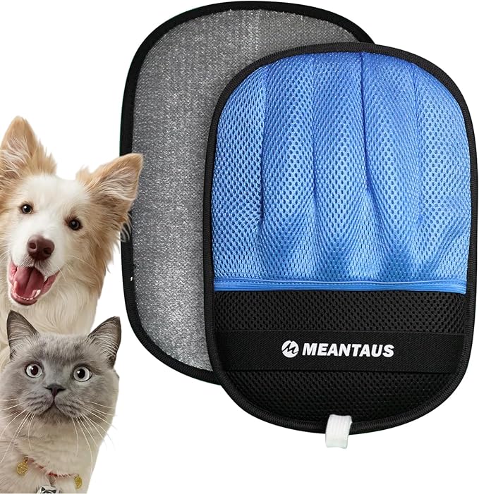 Reusable Electrostatic Pet Hair Removal Glove for Dogs & Cats, with Self-Cleaning Pad, Works on Furniture, Clothing, Bedding & Car Seats(Upgraded – with Self-Cleaning Pad)