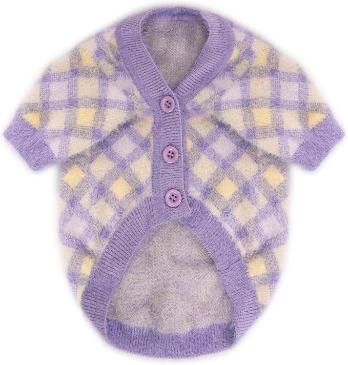Dog Sweater, Sweaters for Small Dogs, Warm Soft Pet Clothes for Puppy, Medium Large Cat, Dogs Girl or Boy, Dog Shirt for Winter Christmas (Purple, Large)