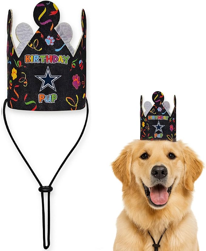 NFL Dallas Cowboys Pet Birthday Crown, Licensed Dog & Cat Birthday Party Hat, Football Team Costume Accessory, Pet Celebration Outfit