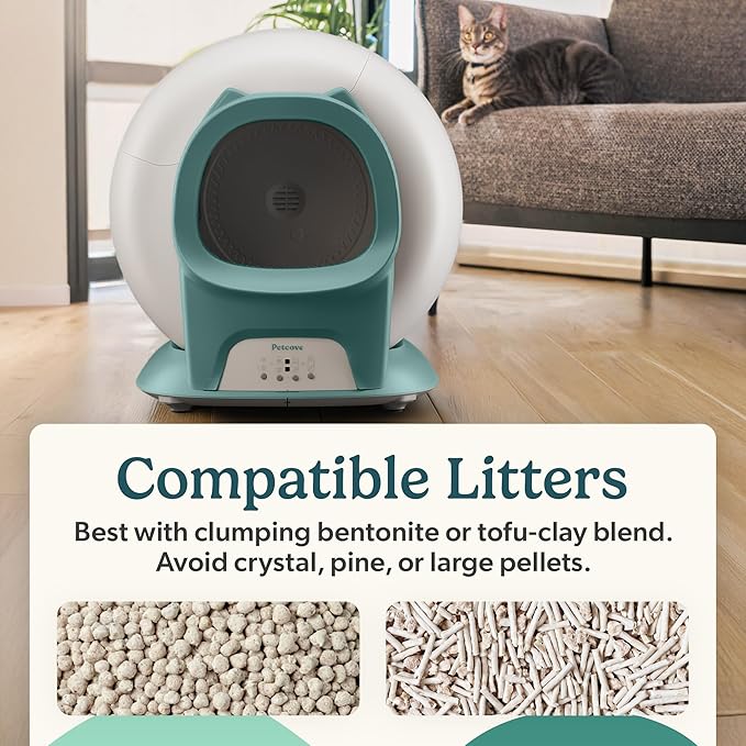Petcove Automatic Self Cleaning Litter Box for Multiple Cats - PurrTek with Smart App (5GHz Wi-Fi), Triple Odor Control, Quiet Operation & Advanced Safety Sensors