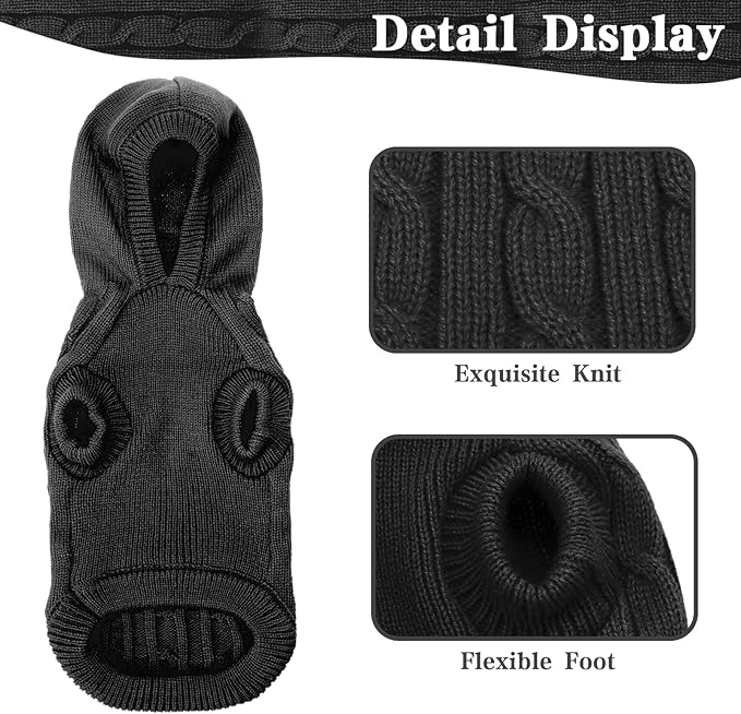 PUPTECK Winter Dog Cat Sweater Coat - Soft Cold Weather Clothes Knitwear for Kitties & Small Dogs Indoor Outdoor Walking Warm, Knitted Classic for Doggies Kitties Girls Boys, Black M