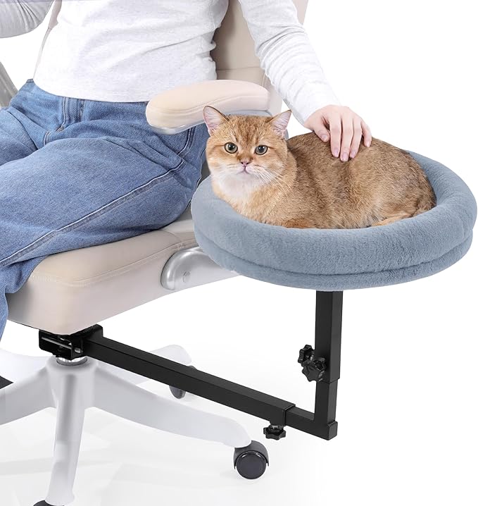 BALAPET Cat Office Chair 360°Rotating & Adjustable Shelf, Cat Bed Beside the Chair with Soft Mat, Indoor Cat Nest Furniture for Office & Game Supports Up to 22lbs.