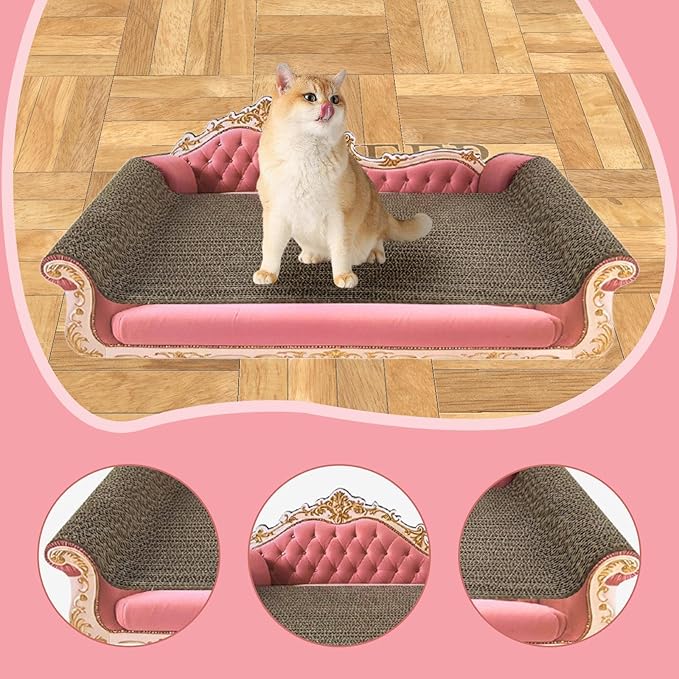 Cat Scratcher Sofa Bed Cat Scratching Board Home Furniture Protector Pet Bed Scratching Mat for Cats, Pink