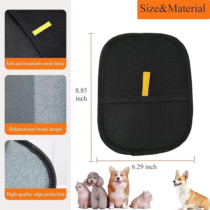 Pet Hair Removal Gloves with Electrostatic Tech Reusable Comfortable & Durable Grooming Gloves for Cats Dogs Long/Short Hair Removes Fur from Furniture, Clothes, Car Interiors (2Pcs)