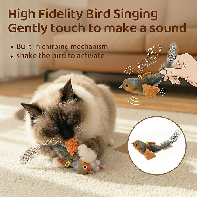 Interactive Cat Toys for Indoor Cats, Automatic Cat Hanging Toys for Bored Adult Cats, Cat Toys Realistic Bird with Catnip and Feather Chase Exercise Door Frame Cat Self Play Toys Blue