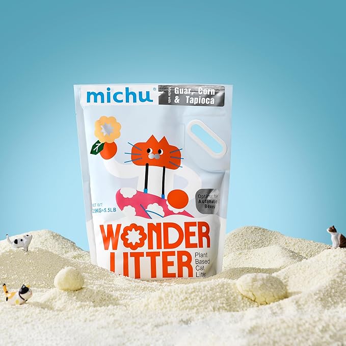 Michu Tofu Cat Litter Natural Clumping Tofu Cat Litter 5.5lb/88oz 5 Scents (Watermelon + Wonder Litter, 2 Pack)