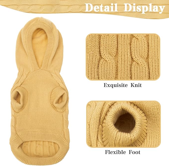PUPTECK Winter Dog Cat Sweater Coat - Soft Cold Weather Clothes Knitwear for Kitties & Small Dogs Indoor Outdoor Walking Warm, Knitted Classic for Doggies Kitties Girls Boys, Cream S