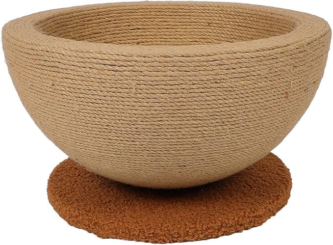 Zerodis Cat Scratcher, Sisal Hemp Cat Scratching Board Circular Concave Design Bed Hammock Bowl Shape 2 in 1 Pet Scratching Post Furniture Protector for Couch 14.2x15.2x7.9in (Balanced Style (Round