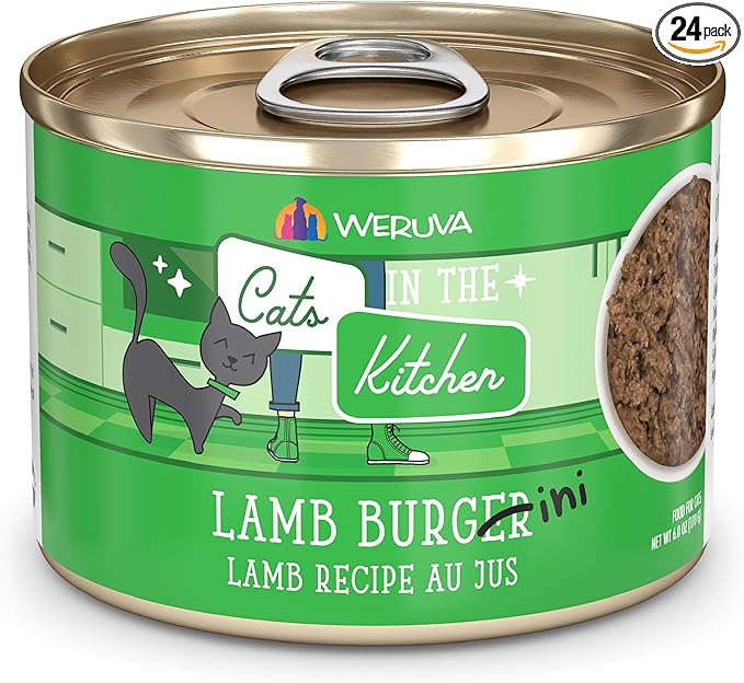 Weruva Cats in The Kitchen, Lamb Burger-ini with Lamb Au Jus Cat Food, 6oz Can (Pack of 24)