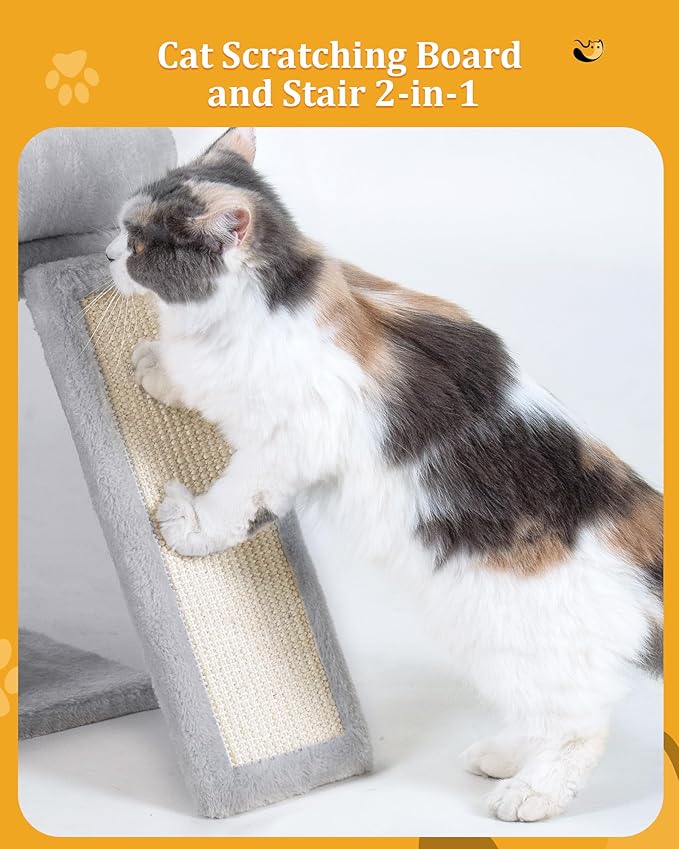 Aechonow Cat Tree Tower for Large Cat, Cat Bed House with Large Perch for Adult Cats, 20x16.5 Inch Big Platform for Indoor with Super Cozy Mat, Large Condo with Scratching Post, Light Gray