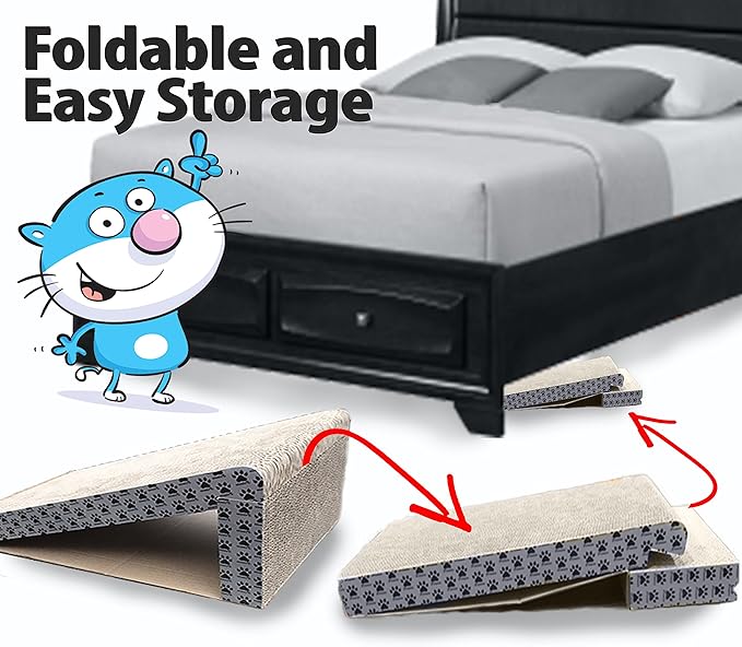 iPrimio Cat Scratch Ramps (2 Ramps for One Price) - Foldable for Travel and Easy Storage - Great for Cats Playing Over, Laying, and Scratching - Patent Pending Design (2 Pack)