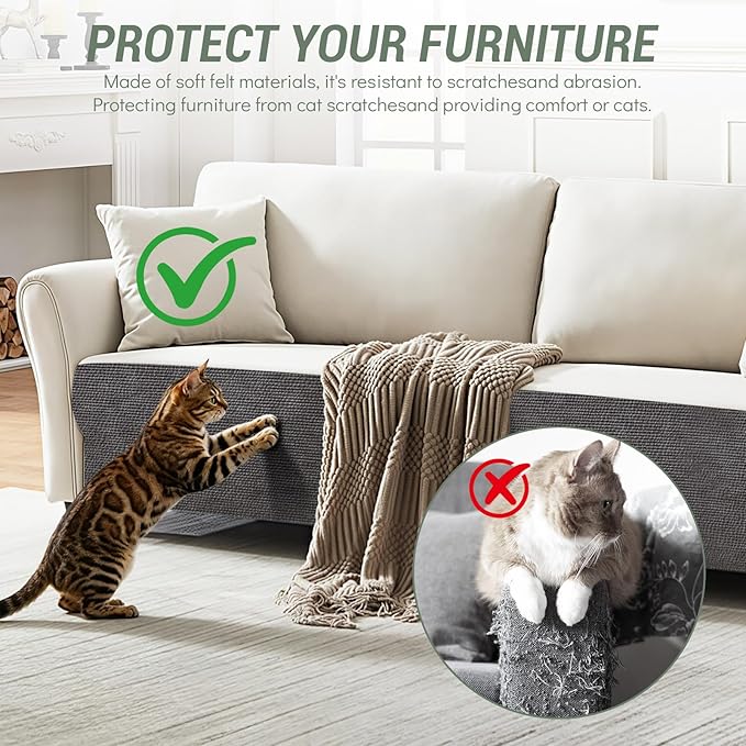 Cat Scratching Climbing Carpet Mat, Adhesive Trimmable Cat Scratcher Furniture Protector, Cat Post Covered Pad Replacement for DIY Cat Tree Shelf Steps Couch Corner Wall(Darkgrey,78.7x15.8In)