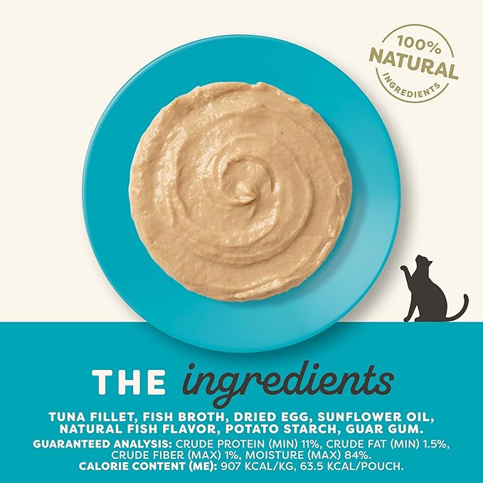 Applaws Natural Wet Cat Food in Mousse, Limited and Natural Ingredients, Grain-Free, High Protein with No Artificial Additives, Tuna Fillet (12 x 2.47oz Pouches)