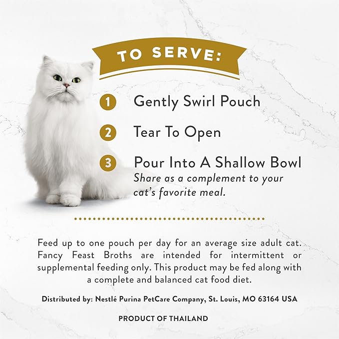 Fancy Feast Purina Lickable Wet Cat Food Broth Topper Complement,Classic with Wild Salmon and Vegetables - 1.4 oz. Pouches,(Pack of 32)