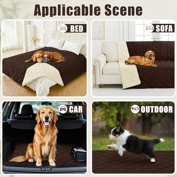 Smiry Waterproof Dog Bed Cover Blanket 30x53, Soft Reversible Pet Blanket, Washable Leakproof Cats Dogs Couch Cover for Sofa, Couch, Furniture, Chocolate/Beige