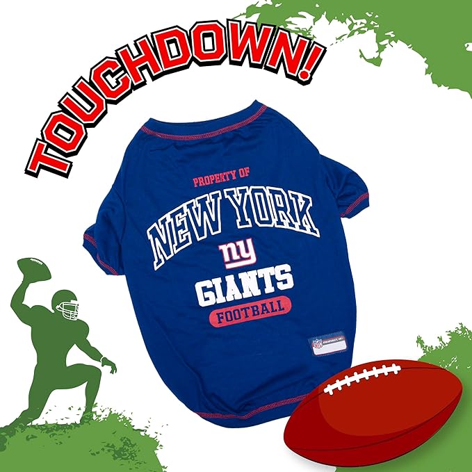 NFL New York Giants Dog T-Shirt for Pets, Size Small. Officially Licensed Pet Shirt with Team Logo, Soft Stretchable Comfort Fit Apparel for Dogs & Cats