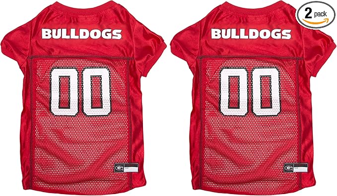 NCAA College Georgia Bulldogs Mesh Jersey for Dogs & Cats, X-Small. Licensed Big Dog Jersey with Your Favorite Football/Basketball College Team (Pack of 2)