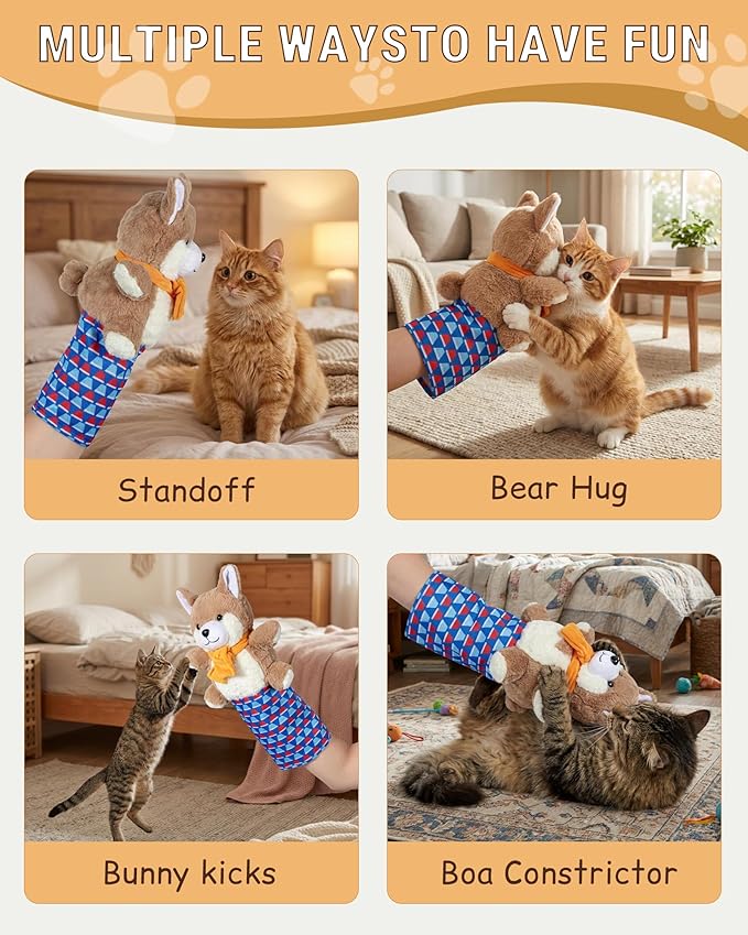 Cat Wrestling Glove Toy | Karate Kitty Puppet with Built-in Catnip - Interactive Karate Kitty Cat Toy Puppet for Safe Play, Exercise & Bonding with Cats