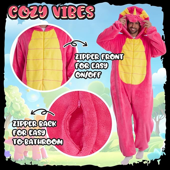 HSCTEK Fuzzy Teddy Fleece Adult Onesies Pajamas - Teen Long Sleeve Zip Up Hooded Blanket Sleep - One Piece Costume
