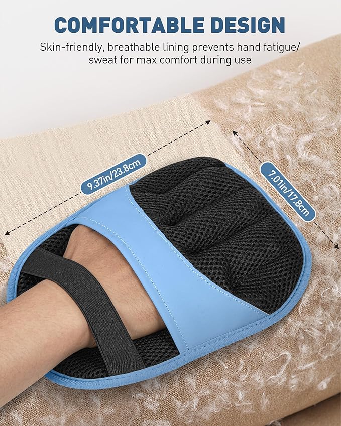 2 Pack Pet Hair Removal Glove - Electrostatic Magic Brush Gloves Pet Hair for Dogs and Cats, The Magic Brush Pure Path Pet Grooming Needs, Fur Remover for Furniture, Clothes, Car Seats (Blue)