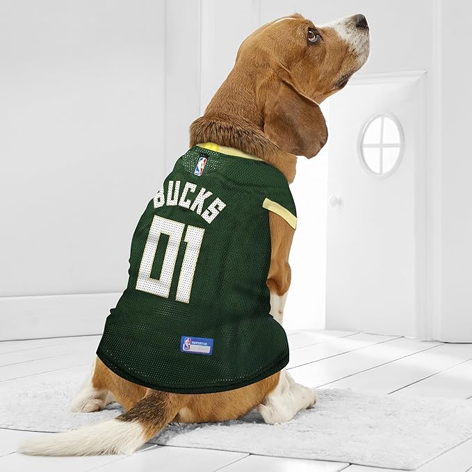 Pets First NBA MILWAUKEE BUCKS DOG Jersey, Small - Tank Top Basketball Pet Jersey