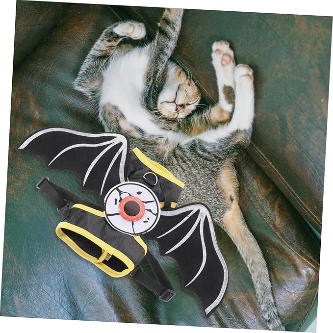 Kisangel 1set Cat and Leash Bat Style Pet Vest Leash Lightweight and Comfortable for Walking and Training Cats