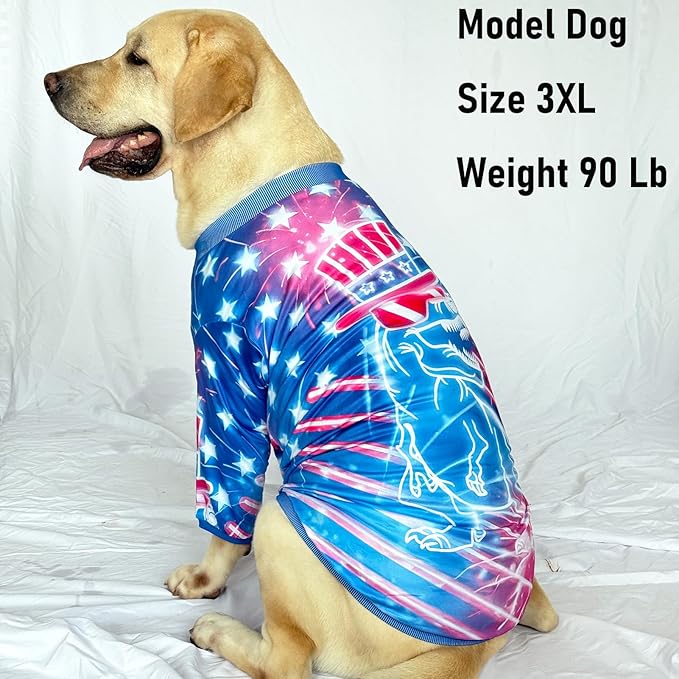 Dog Dinosaur T Shirts with American Pattern Printed Pet Shirt Softable Pajamas for Large Dogs,L 4th of July