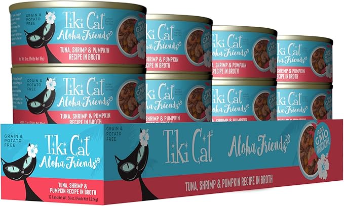 Tiki Cat Aloha Friends Wet Cat Food, Tuna, Shrimp & Pumpkin, 3 oz. Cans (12 Count)