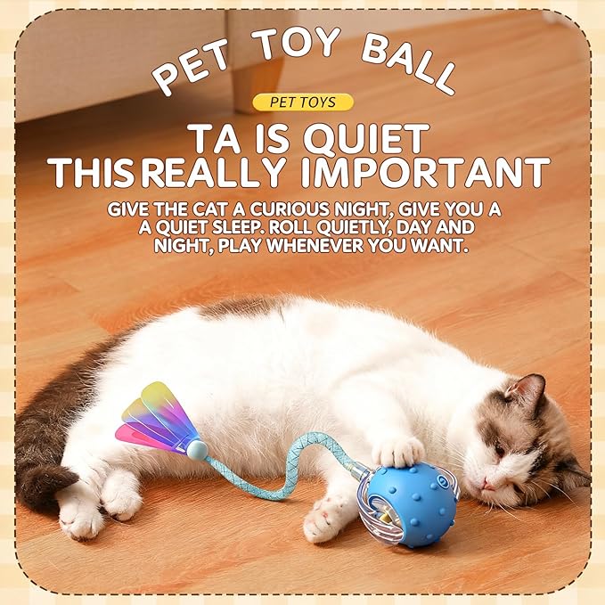 2 Pack Interactive Cat Toys for Indoor Cats with 3 Tails,Automatic Moving Kitten Toys,Cat Toys for Bored Indoor Adult Cats,Smart Rechargeable Cat Enrichment Toys for Cats to Keep Them Busy, Cat Balls