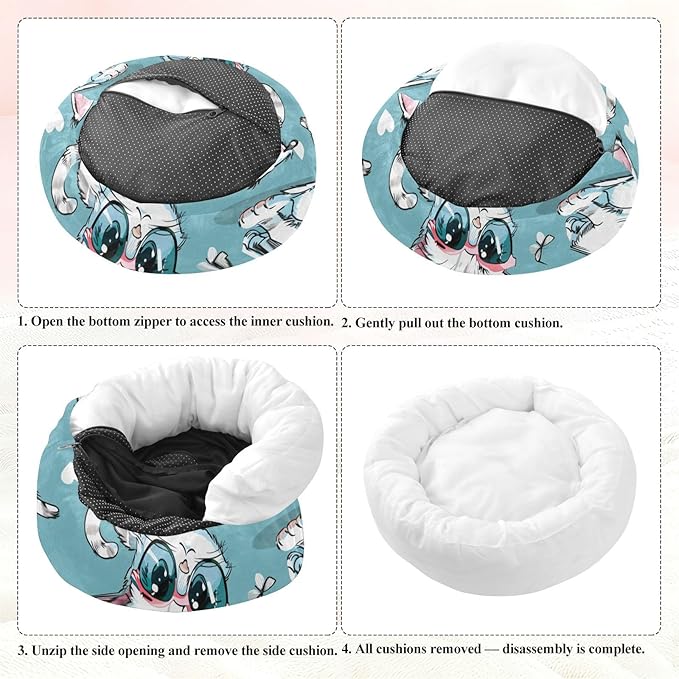 Cartoon Kitty Glasses Warm Soft Cat Beds Cat Calming Bed Extra Small Size Pet Sleeping Beds and Dog Furniture
