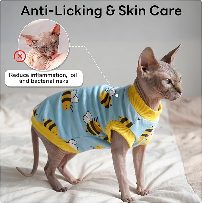 PUMYPOREITY Sphynx Cat Clothes, Stretchy Sweater, Soft Shirt, Pullover Pajamas, Turtleneck for Sphynx, Cornish Rex, Devon Rex, XL