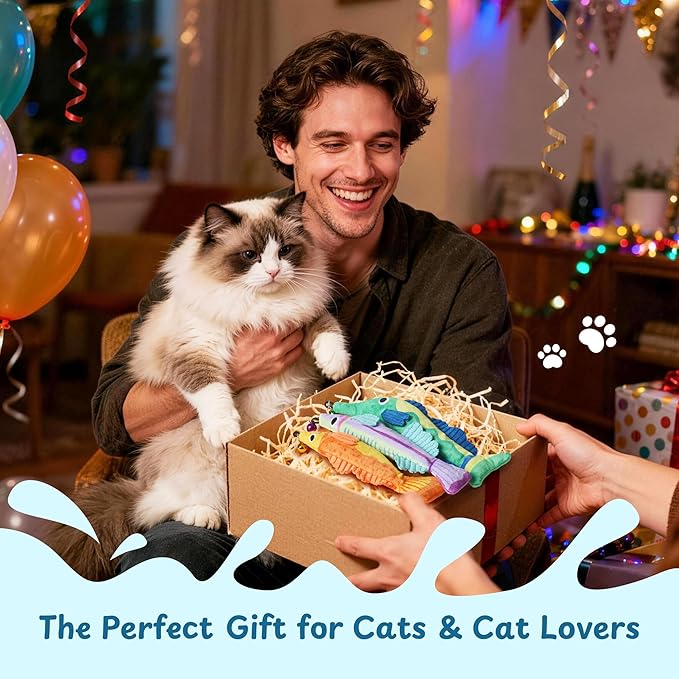 Catnip Toys, [12000mg] Extra Large Toys for Indoor Cats with Removable Bell, 100% Natural North American Catnip Floppy Fish Cat, Crinkle Sound & Soft Cotton-Free Surface