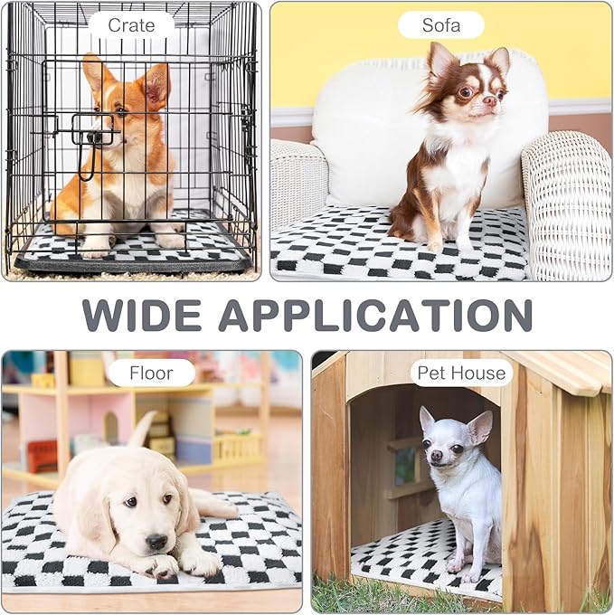 HunnmingRe 2 Pack Self Warming Cat Bed Self Heating Dog Pad Cat Warming Pad Thermal Pet Mat Washable Reflect Body Heat Removable Cover for Indoor Kittens Puppies (Grey White Plaid,16 x 20 Inch)