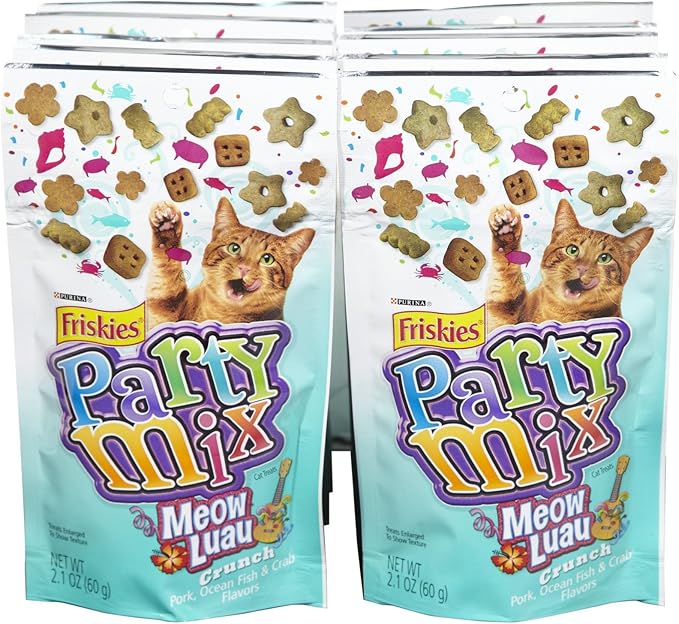 Friskies Party Mix Meow Luau Crunch - Pork, Ocean Fish & Crab - 10x2.1oz