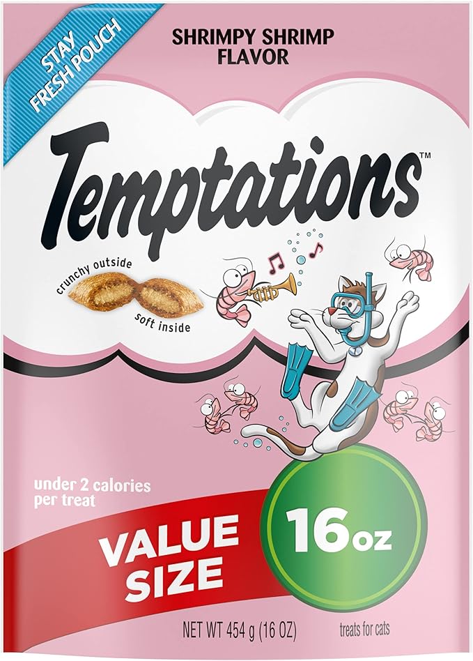Temptations Classic Crunchy and Soft Cat Treats, Shrimpy Shrimp, 16 oz. Pouch