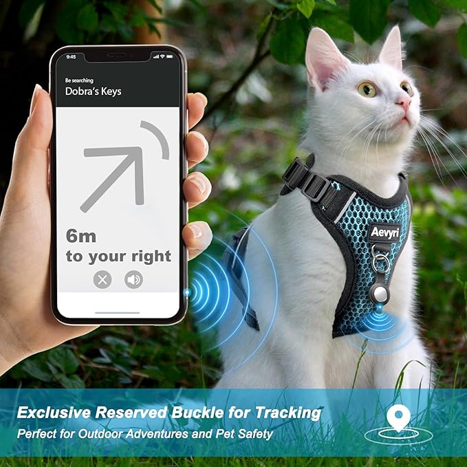 Cat Harness and Leash for Walking Escape Proof Soft Adjustable Cat Leash Breathable Honeycomb Structure Comfortable Vest Easy to Wear Kitten Harness for Outdoor Travel, Honeycomb Blue, S