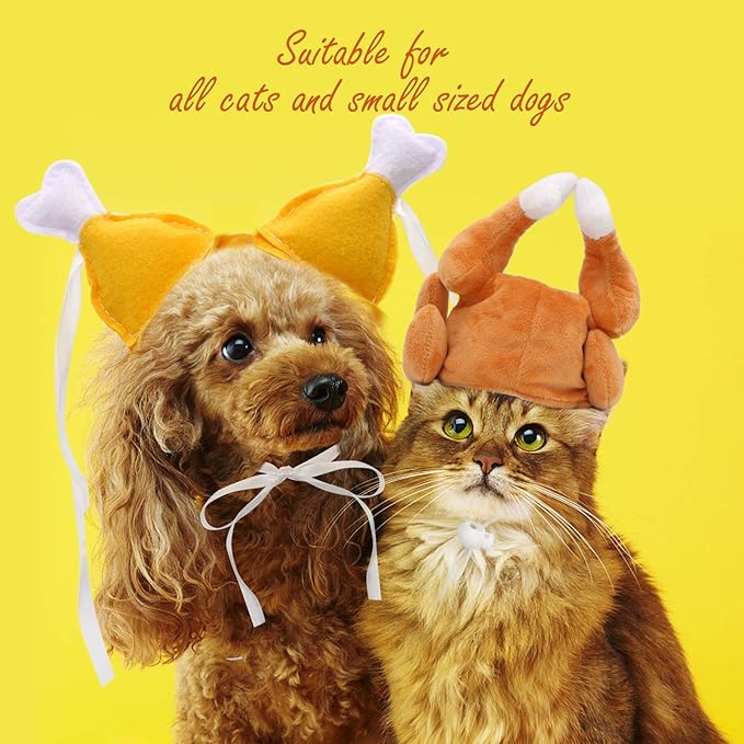 Rypet Thanksgiving Cat Costume 2 Pack - Pet Turkey Hat Thanksgiving Apparel for Cats and Small Dogs