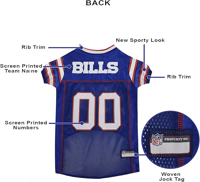 NFL Buffalo Bills Dog Jersey - Small, Football Jersey Costume for Dogs