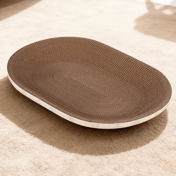 Cat Scratcher Cardboard, Double Function Play and Sleep Bed, 43x26cm, 47x32cm, 53x37cm, Corrugated Cat Furniture Protector, Kitten Scratcher Bed, Fun Corrugated Design, for Small and Large Kittens